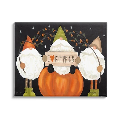 Stupell Industries I Love Pumpkins Seasonal Gnomes Canvas Wall Art