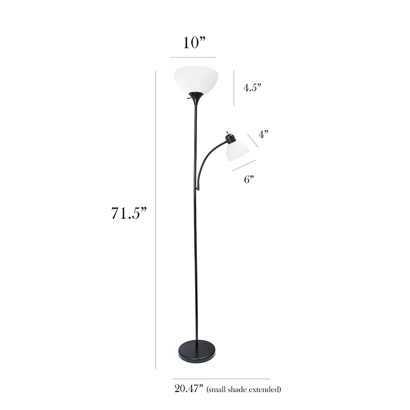 Simple Designs 71.5" Floor Lamp with Reading Light