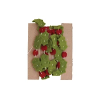 Hello Honey® 6ft. Green & Red Holly Leaves & Berries Handmade Wool Felt Garland