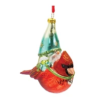 6ct. Glass Gnome & Cardinal Bird Ornament
