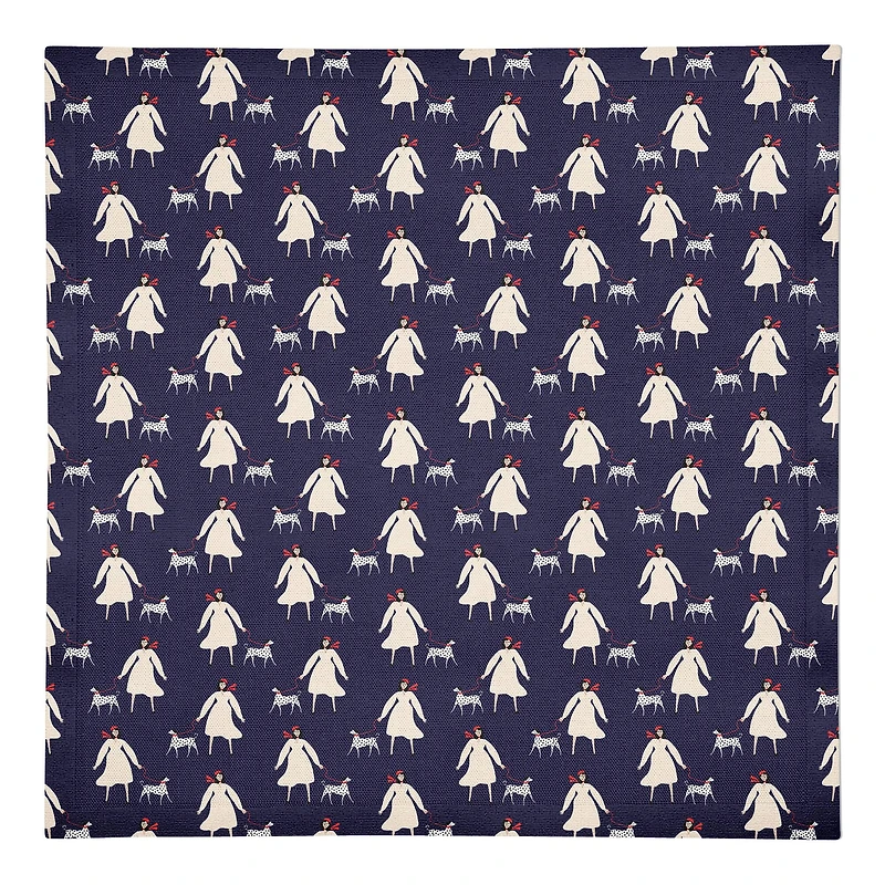 French Woman and Dog 10" x 10" Cotton Twill Napkin