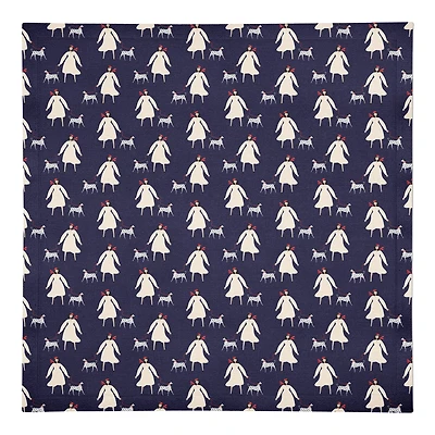 French Woman and Dog 10" x 10" Cotton Twill Napkin