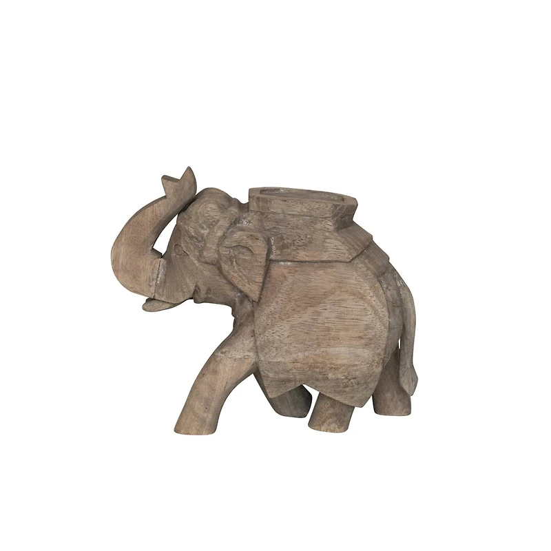 Hello Honey® 7" Sandwash Finish Mango Wood Elephant Figurine
