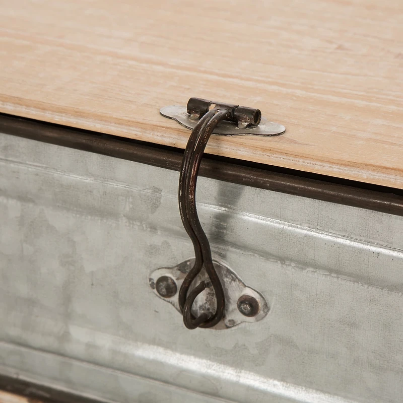Glitzhome® Galvanized Wood Storage Chest Set