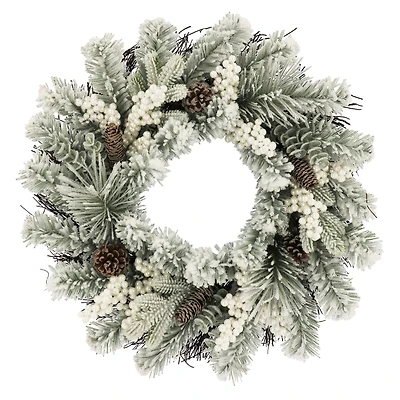 24" Snowy Pine & White Berry Wreath by Ashland®