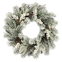 24" Snowy Pine & White Berry Wreath by Ashland®
