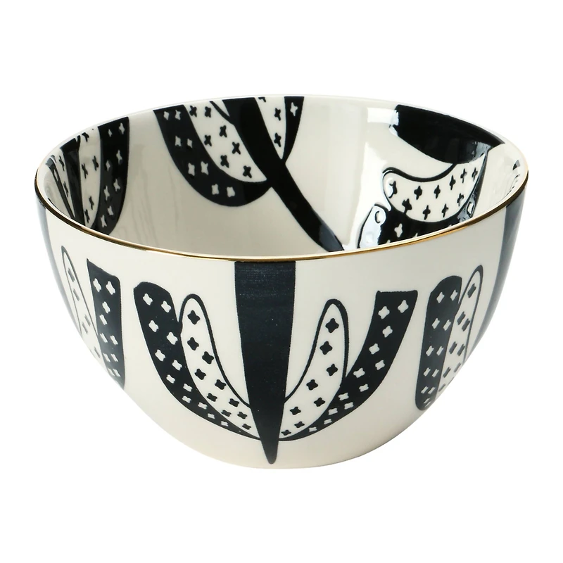 Hello Honey® 5'' Black & White Round Stoneware Bowl, 4ct.