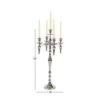 Silver Aluminum Traditional Candlestick Holders, 33x16x16"