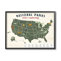 Stupell Industries National Parks Map with Numbered Key United States Framed Wall Art
