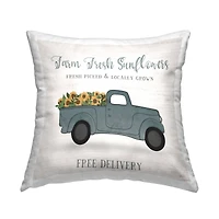 Stupell Industries Fresh Sunflowers Floral Rustic Pickup Truck Throw Pillow, 18" x 18"