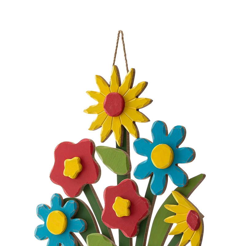 Glitzhome® 22" Wooden Blooming Flowers Wall Décor