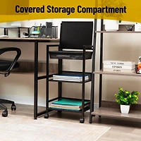 Mind Reader Cart with Covered Compartment, Office Organizer, Storage, 3-Tier, Office, Metal
