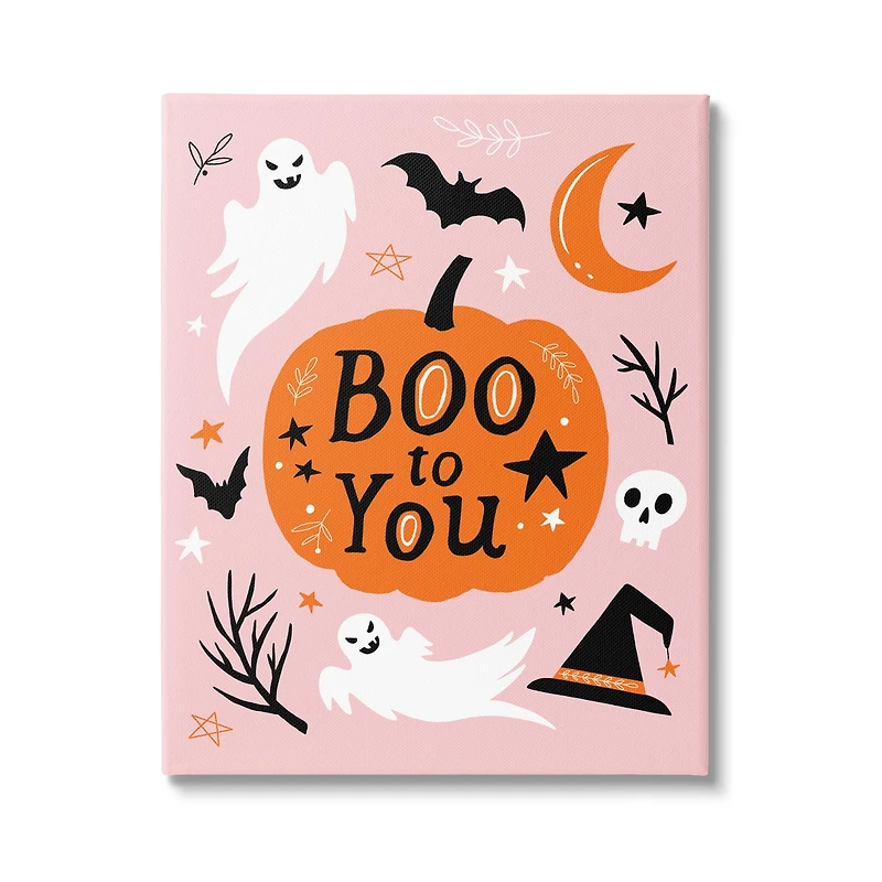 Stupell Industries Boo to You Halloween Elements Canvas Wall Art