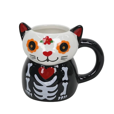 15.5oz. Sugar Skull Cat Ceramic Mug by Ashland®