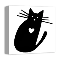 Cat Heart Silhouette Canvas Wall Art