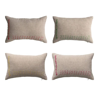 Hello Honey® Multicolor Line Stitch Design Linen Blend Mini Lumbar Pillow Set