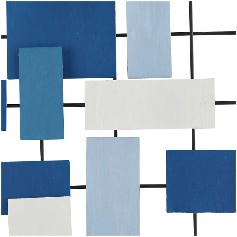 CosmoLiving by Cosmopolitan Blue Metal Overlapping Stripes Geometric Wall Decor 29" x 2" x 30"