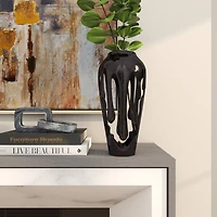 15" Black Aluminum Drip Vase with Melting Designed Body