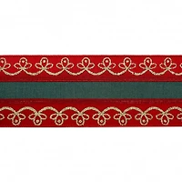 3.5" x 15ft. Red & Green with Gold Scroll Wired Ribbon by Celebrate It®