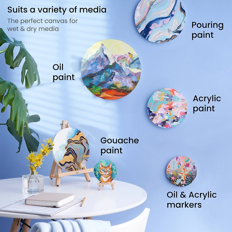 Arteza® 10" Round White Classic Stretched Canvases