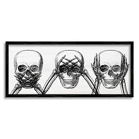 Stupell Industries Speak See Hear No Evil Skulls Framed Giclée Wall Art
