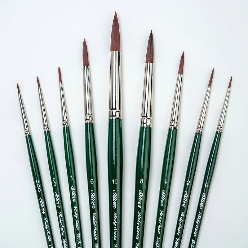 Silver Brush Limited Ruby Satin® 9 Round Brush Set