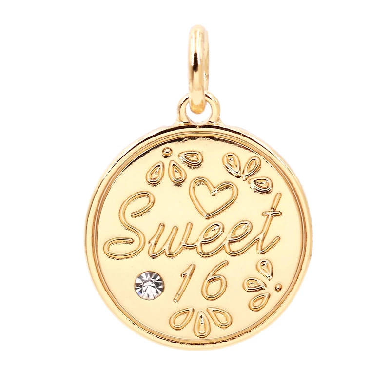 14K Gold Plated Sweet 16 Disc Charm by Bead Landing™