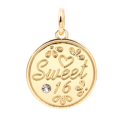 14K Gold Plated Sweet 16 Disc Charm by Bead Landing™