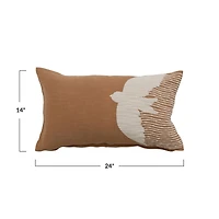 Hello Honey® Mustard & Cream Embroidery Bird Cotton Slub Lumbar Pillow