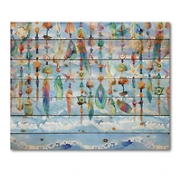 Designart - Jewelry of Sea Shell and Beads - Traditional Print on Natural Pine Wood