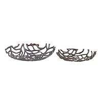 Set of 2" Black Aluminum Coastal Tray, 15", 12"
