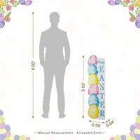 Glitzhome® 42" Lighted Wooden Stacked Eggs "Happy Easter" Porch Sign with Timer