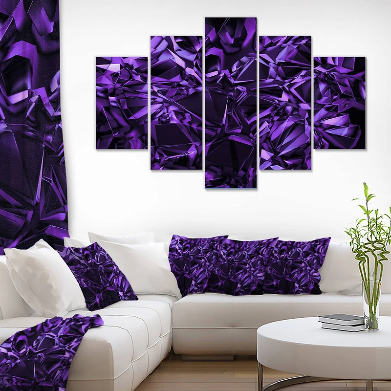 Designart - Purple Crystal Texture Design - Contemporary Canvas Art Print