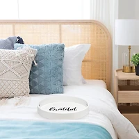 Elegant Designs™ 13.8" Round White Wash Grateful Serving Tray with Handles