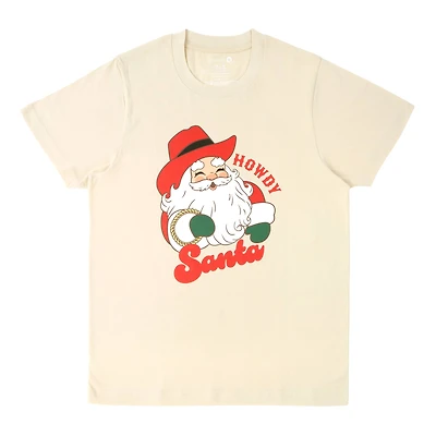 Beige Howdy Santa Adult Crew Neck T-Shirt by Celebrate It