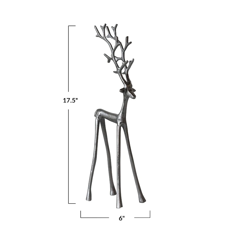 Hello Honey® 17.5" Gunmetal Cast Aluminum Thin Reindeer Tabletop Figurine