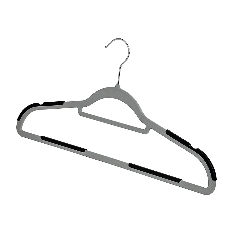 Honey Can Do Gray & Black Anti-Slip Rubber Grip Plastic Hangers, 15ct.