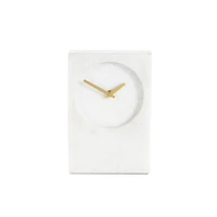 9" White Marble Rectangular Clock