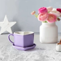 Miss Valentine Purple Ceramic Candy Heart Mug & Saucer