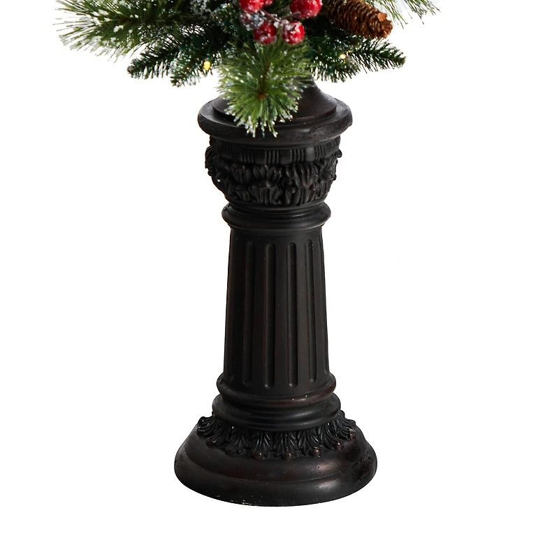 5ft. Pre-Lit LED Holiday Decorated Lamp Post With Greenery & Berries