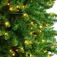 12ft. Pre-Lit Slim Green Mountain Pine Artificial Christmas Tree, Clear LED Lights