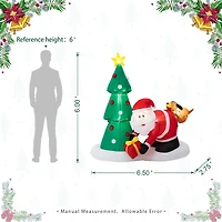 Glitzhome® 6.5ft. Lighted Dog Bites Santa Inflatable Décor