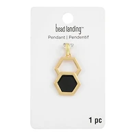 Black & Gold Double Hexagon Pendant by Bead Landing™