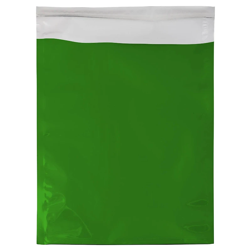 JAM Paper 10" x 13" Green Foil Open End Envelope with Self Adhesive Closure, 25ct.