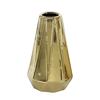 Set of 3 Gold Stoneware Glam Vase, 7", 11", 15"