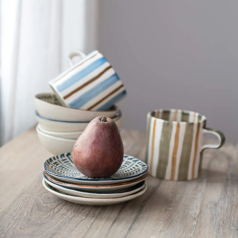 Hello Honey® 5" Striped Stoneware Mug Set