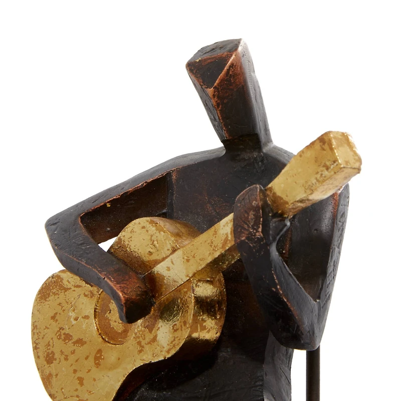 Brown Polystone Modern Musician Sculpture Set