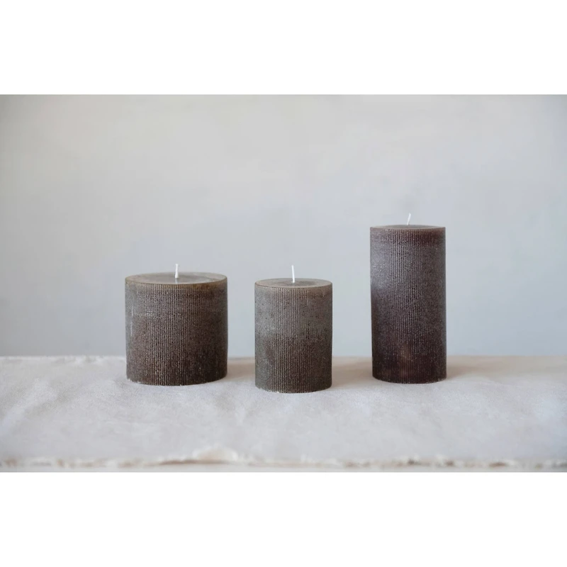 Hello Honey® 4" x 4" Leather Unscented Pleated Pillar Candle