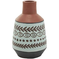 Orange Ceramic Floral Vase Set with 3 Different Patterns & Shapes