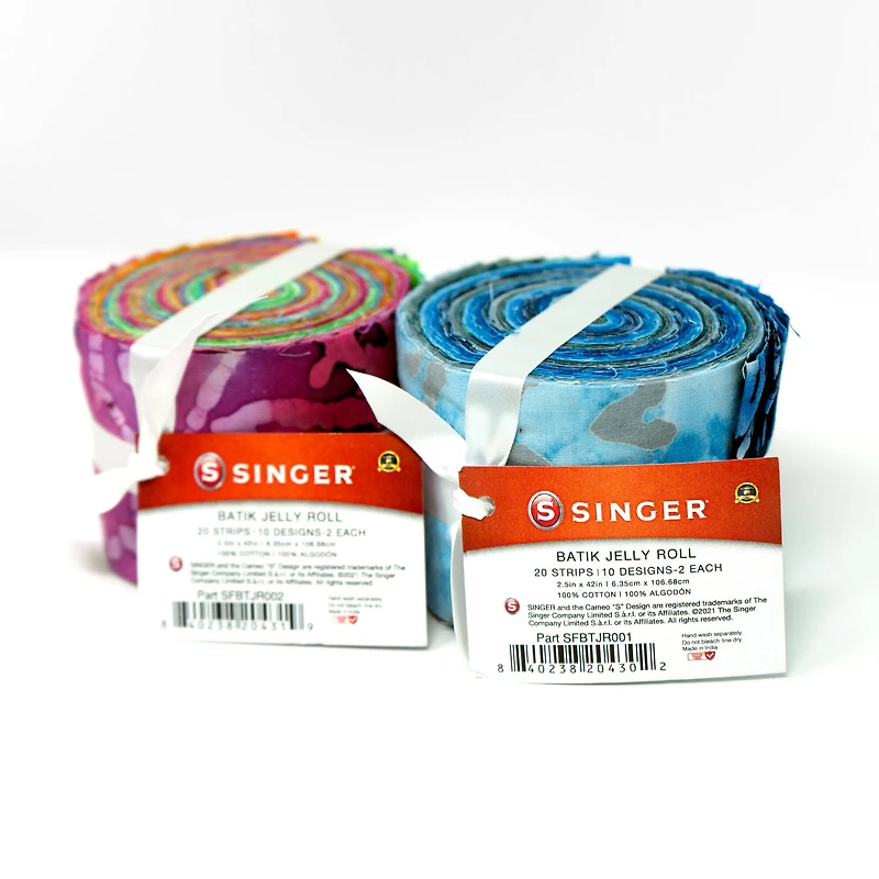 SINGER Handmade Rainbow Batik Cotton Print Jelly Roll